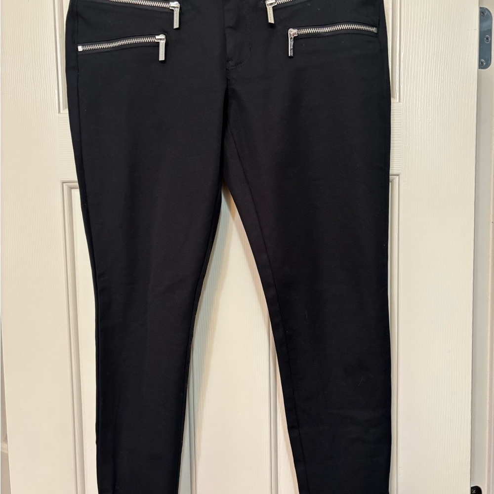 MICHAEL Michael Kors Black Skinny Jeans with Silver Zippers